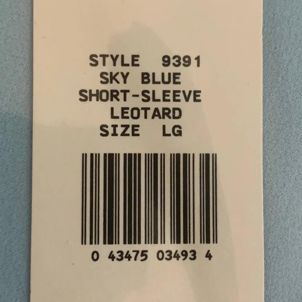 Danskin Childs L 12-14 Leotard Bodysuit Sky Blue Short Sleeve Scoop Neck Dance